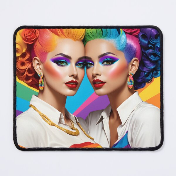 Item preview, Vintage Glam Lesbian Couple Rainbow Hair designed and sold by whimsiqueer.