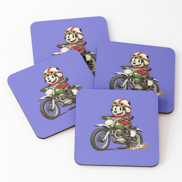 Item preview, Felix Cat Vintage Motocross Rider on 1960s Dirt Bike designed and sold by infinitearte.
