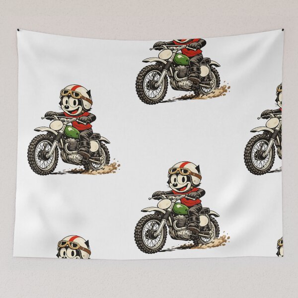 Item preview, Felix Cat Vintage Motocross Rider on 1960s Dirt Bike designed and sold by infinitearte.