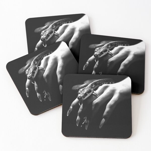 Item preview, Snake Draped Over Elegant Hand Monochrome Reptile Fashion Art designed and sold by inkoutninja.