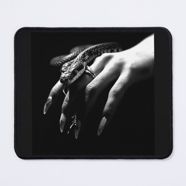 Item preview, Snake Draped Over Elegant Hand Monochrome Reptile Fashion Art designed and sold by inkoutninja.