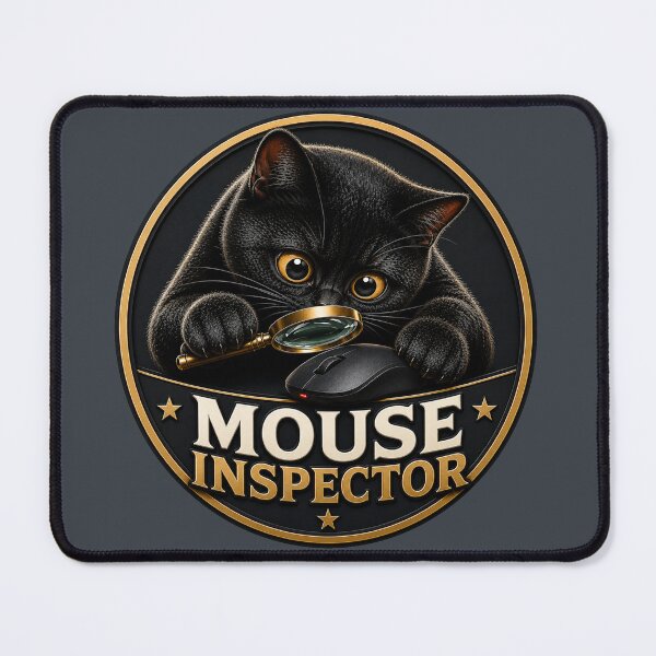 Item preview, Mouse Inspector | Funny Black Cat Office Humor | Professional Cursor Chaser designed and sold by ZibaCentralShop.