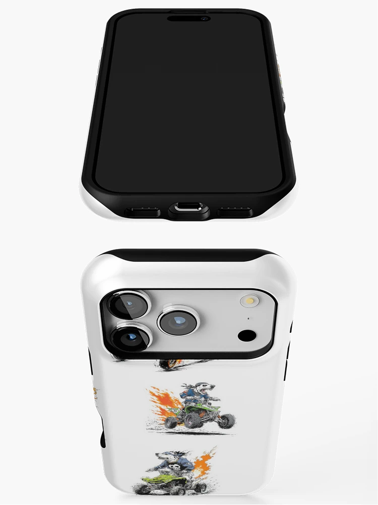 Thumbnail 3 of 4, iPhone Case, Six Grumpy Quad Racers Sticker Bundle designed and sold by sunnthreads.