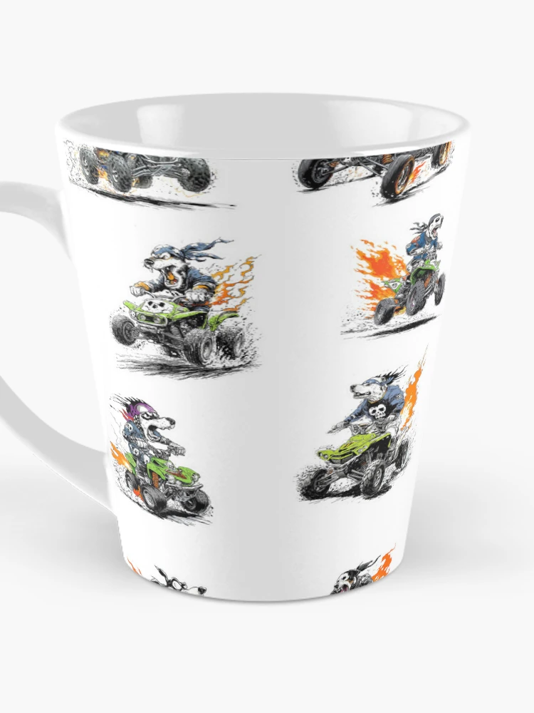 Thumbnail 3 of 4, Coffee Mug, Six Grumpy Quad Racers Sticker Bundle designed and sold by sunnthreads.