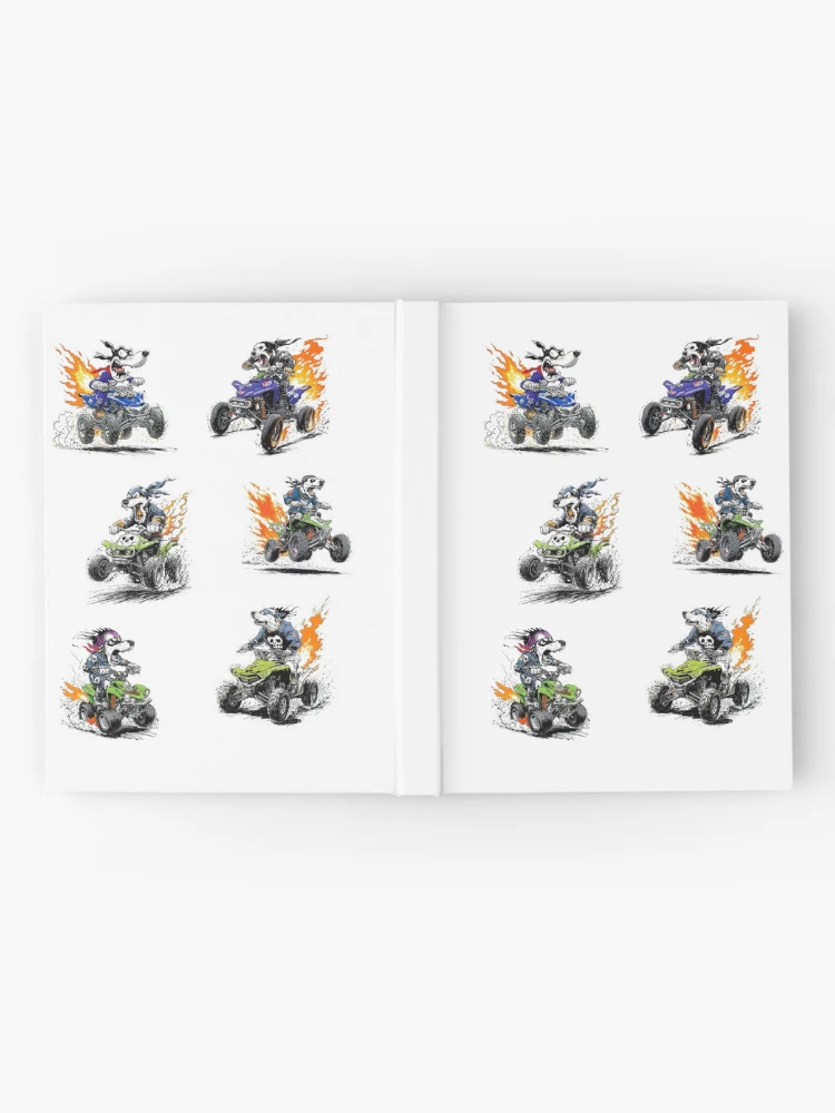 Thumbnail 2 of 3, Journal, Six Grumpy Quad Racers Sticker Bundle designed and sold by sunnthreads.