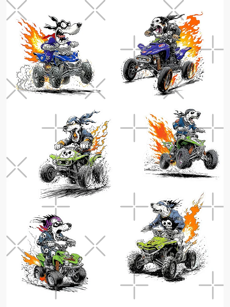 Thumbnail 3 of 3, Journal, Six Grumpy Quad Racers Sticker Bundle designed and sold by sunnthreads.