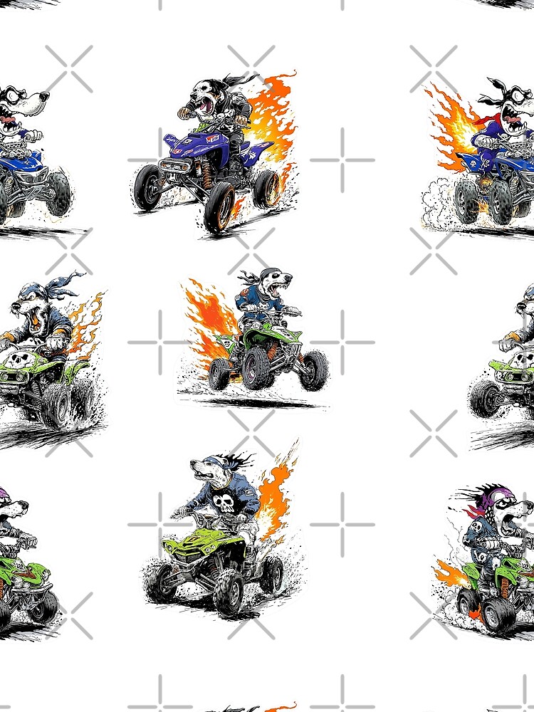 Thumbnail 3 of 3, Scarf, Six Grumpy Quad Racers Sticker Bundle designed and sold by sunnthreads.