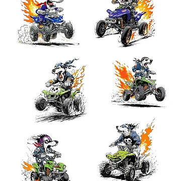 Artwork thumbnail, Six Grumpy Quad Racers Sticker Bundle by sunnthreads