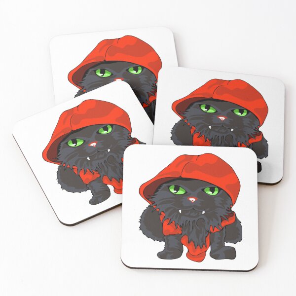 Item preview, Cat In Hoodie Cute Spooky Black Kitten Red Cloak Art designed and sold by macpeterse.