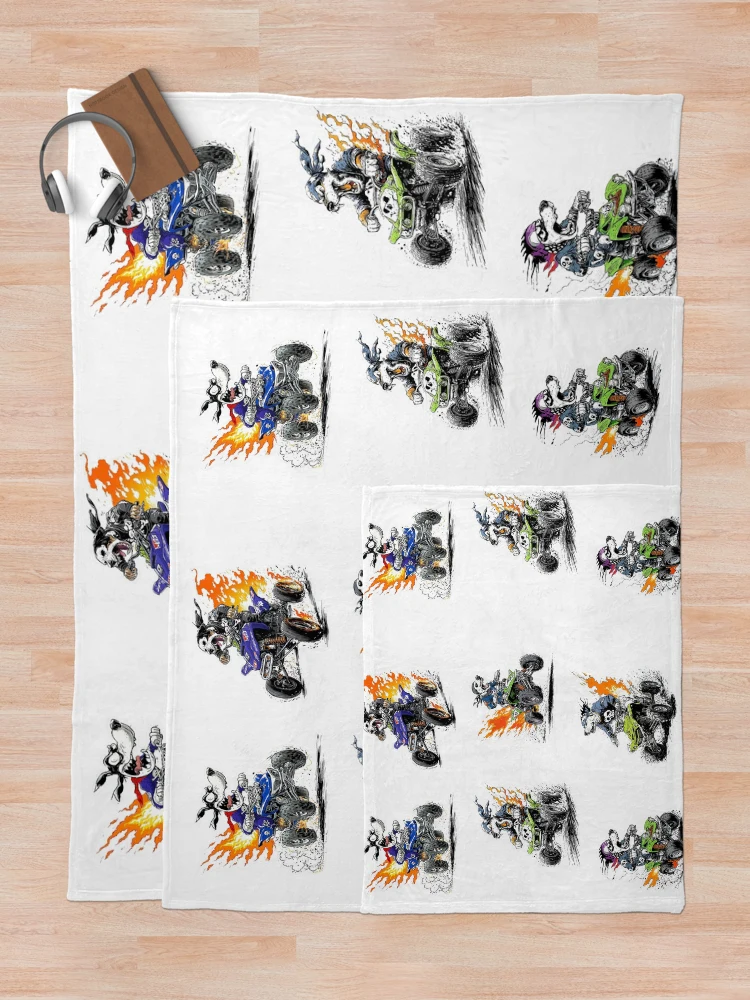 Thumbnail 5 of 6, Throw Blanket, Six Grumpy Quad Racers Sticker Bundle designed and sold by sunnthreads.