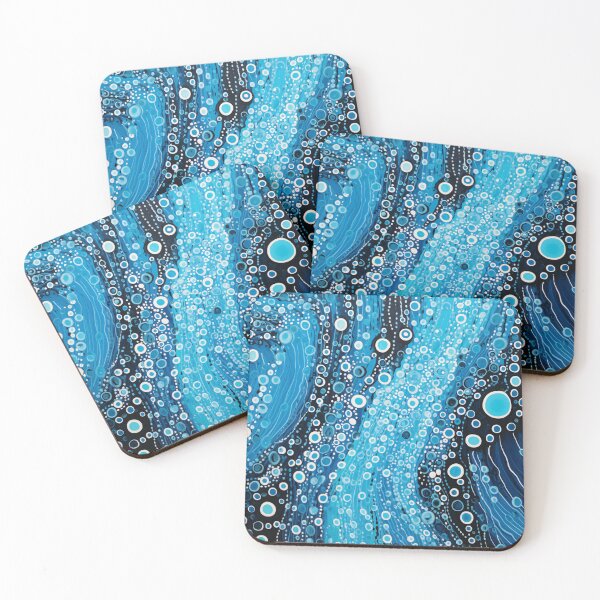 Item preview, Aboriginal Inspired Dot Art - Blue Water Ocean Wave Pattern designed and sold by GrinGalore.