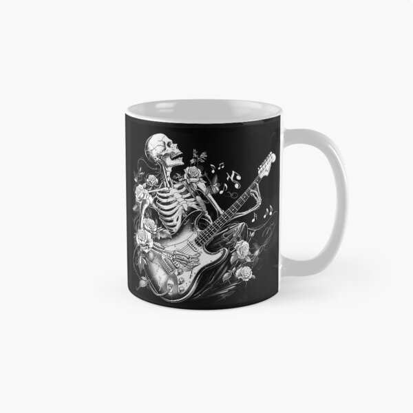 Item preview, Skeleton Guitarist with Roses Gothic Rock Music Art designed and sold by inkoutninja.