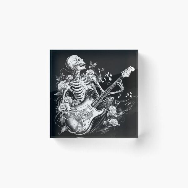 Item preview, Skeleton Guitarist with Roses Gothic Rock Music Art designed and sold by inkoutninja.