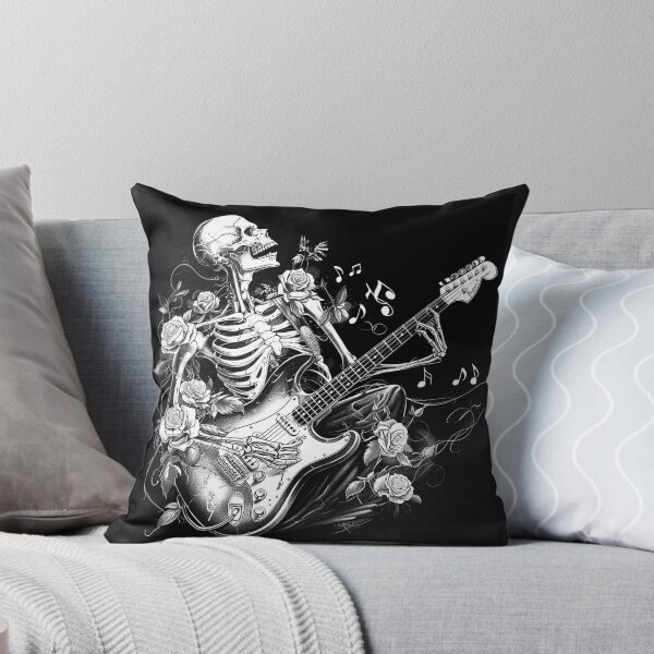 Item preview, Skeleton Guitarist with Roses Gothic Rock Music Art designed and sold by inkoutninja.