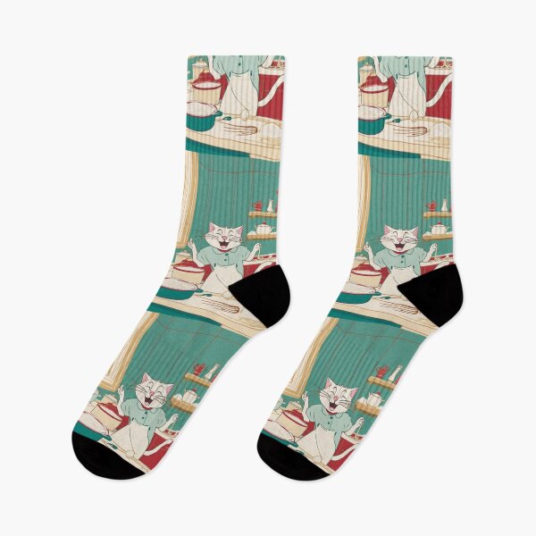 Item preview, Illustration - Stylized Feline Character, Retro and Humorous Kitchen Scene designed and sold by World-Pets.