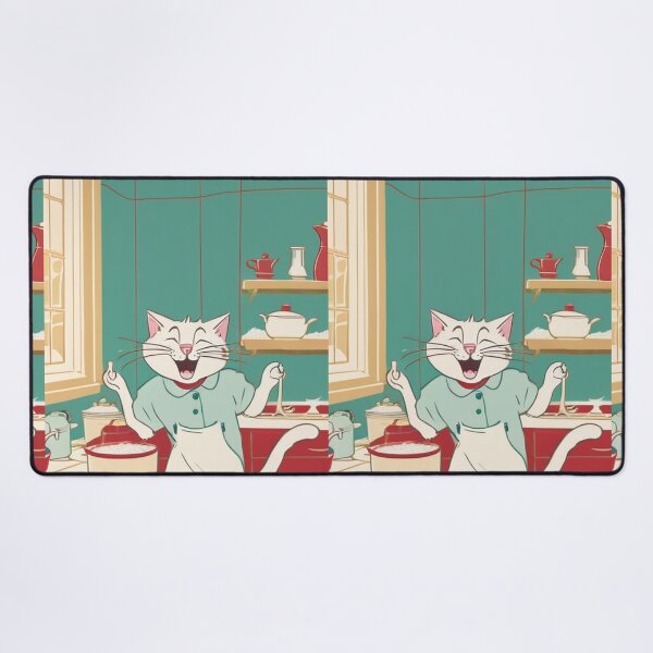 Item preview, Illustration - Stylized Feline Character, Retro and Humorous Kitchen Scene designed and sold by World-Pets.