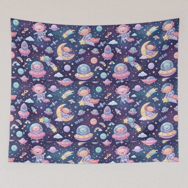 Item preview, Astro Axolotl Adventure | Cute Space Seamless Pattern | Kawaii Cartoon Print designed and sold by AP Digi Store.