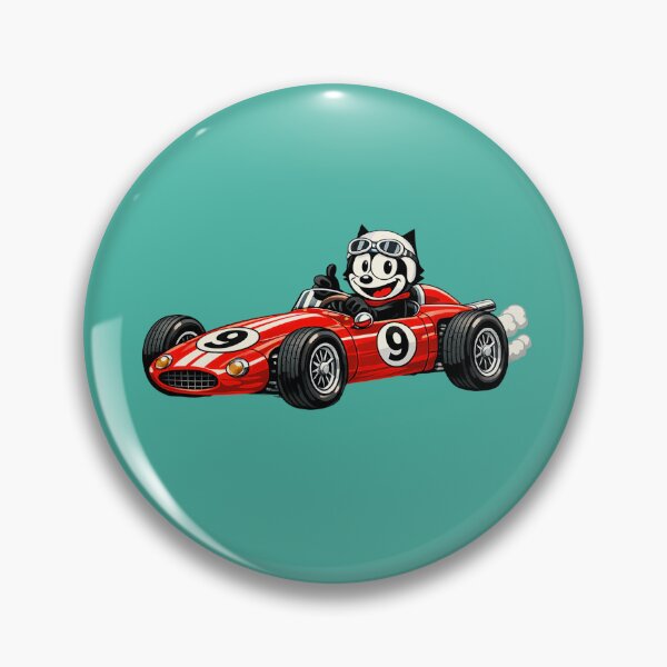 Item preview, Vintage Racing Cat in Red 1960s Race Car Illustration designed and sold by infinitearte.