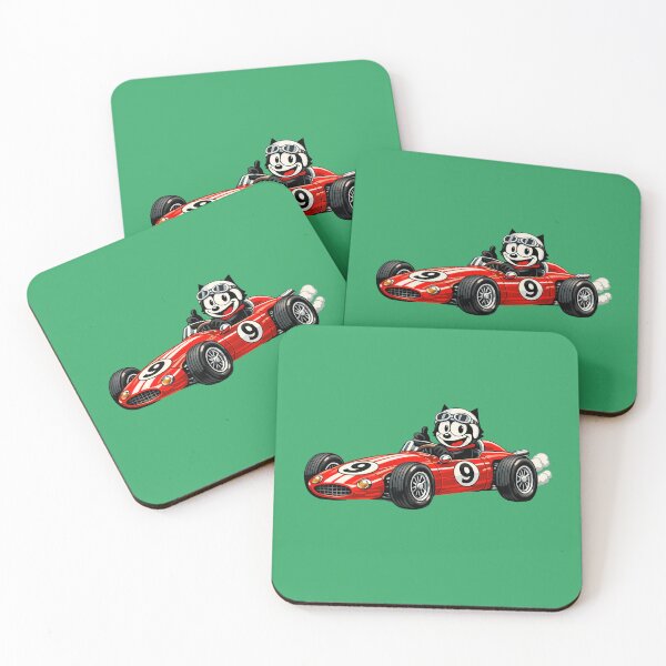 Item preview, Vintage Racing Cat in Red 1960s Race Car Illustration designed and sold by infinitearte.