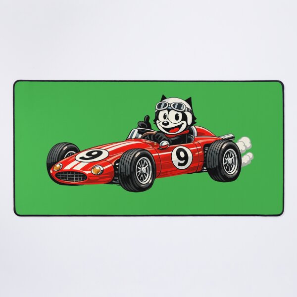 Item preview, Vintage Racing Cat in Red 1960s Race Car Illustration designed and sold by infinitearte.