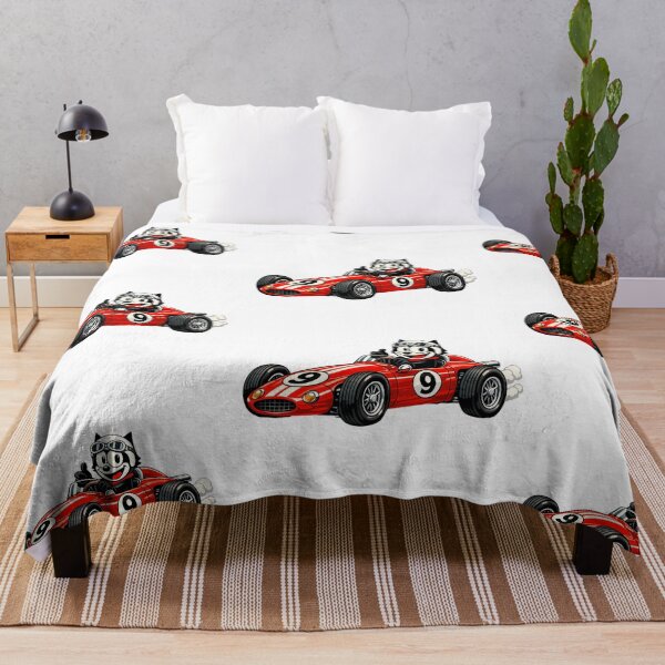 Item preview, Vintage Racing Cat in Red 1960s Race Car Illustration designed and sold by infinitearte.