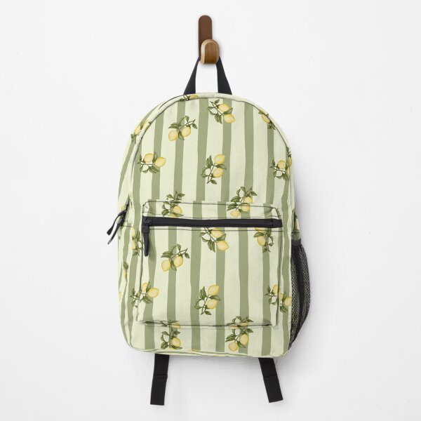 Item preview, Mediterranean Lemons on Sage Green Stripes Pattern designed and sold by svitlaarty.