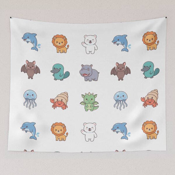 Item preview, Cute Kawaii Animals Set – Dolphin Lion Polar Bear Platypus & Friends designed and sold by Pavnud.