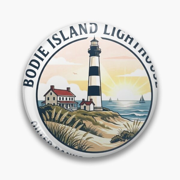 Item preview, Vintage Bodie Island Lighthouse Outer Banks Travel Badge designed and sold by Mathias Yakubu Design.