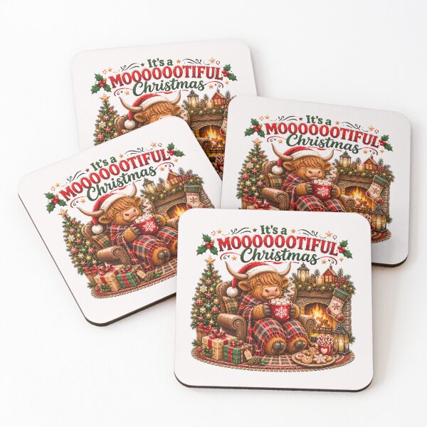 Item preview, MOOOOOTiful Christmas Cute Festive Highland Cows designed and sold by Genius Geek.