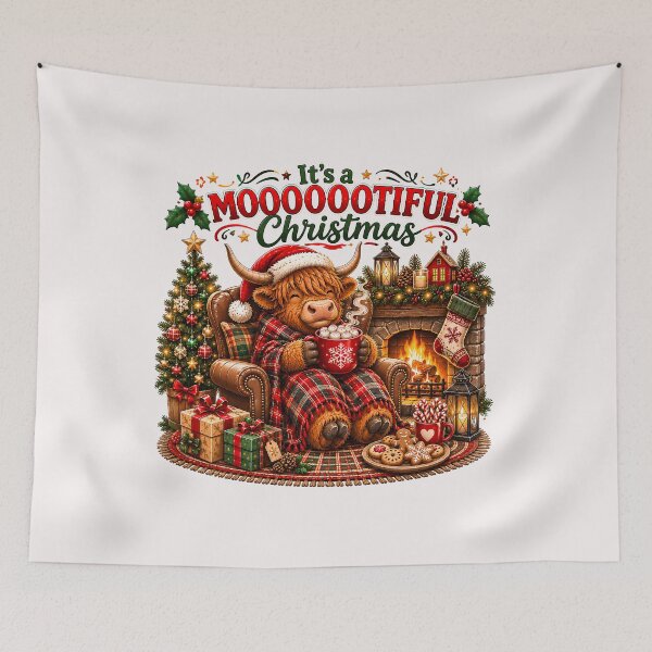 Item preview, MOOOOOTiful Christmas Cute Festive Highland Cows designed and sold by Genius Geek.