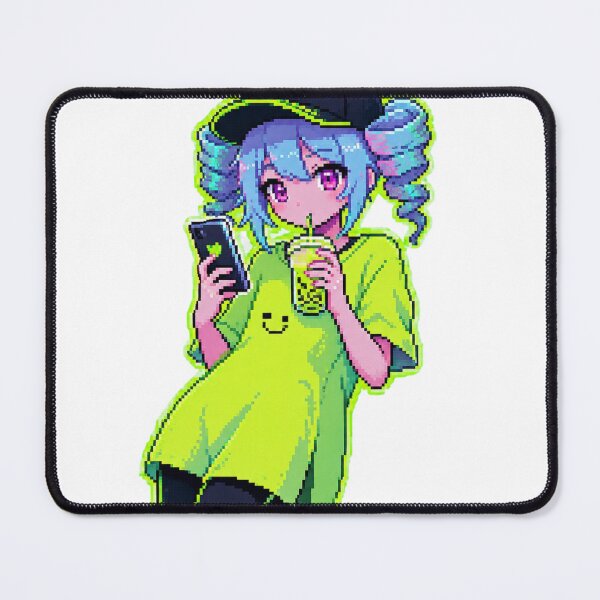 Item preview, Retro Pixel Anime Girl Drinking Boba designed and sold by ZenOtaku Lab.