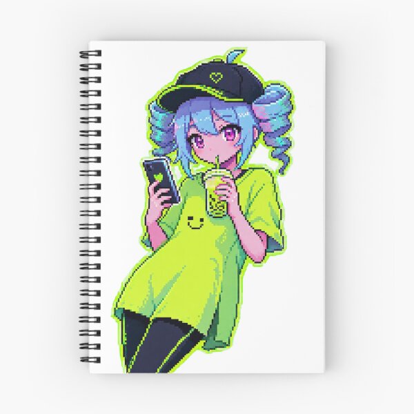 Item preview, Retro Pixel Anime Girl Drinking Boba designed and sold by ZenOtaku Lab.