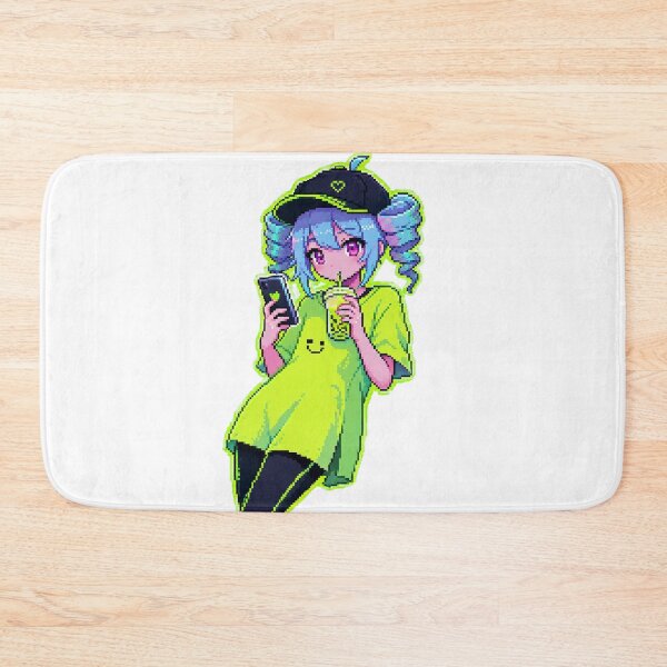 Item preview, Retro Pixel Anime Girl Drinking Boba designed and sold by ZenOtaku Lab.
