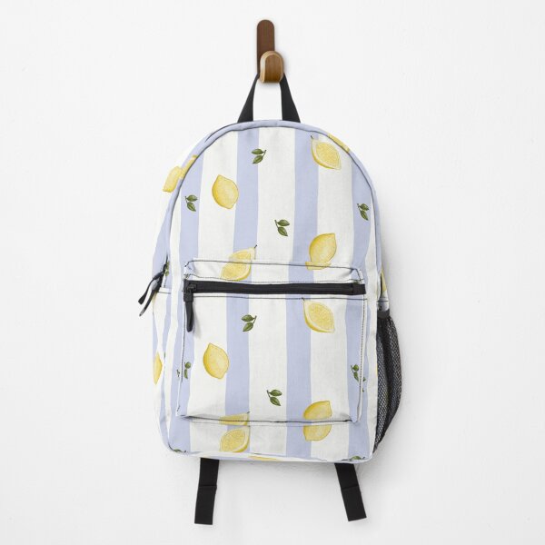 Item preview, Minimalist Lemon Halves on Soft Blue Stripes Pattern designed and sold by svitlaarty.