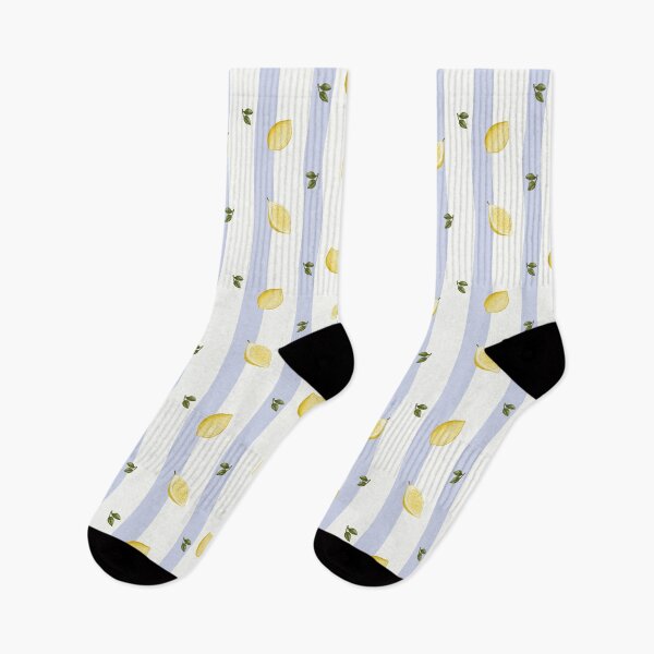 Item preview, Minimalist Lemon Halves on Soft Blue Stripes Pattern designed and sold by svitlaarty.