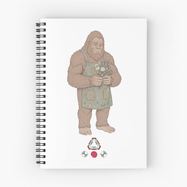 Item preview, Cottagecore Bigfoot Apron Farmer Floral Cryptid designed and sold by Whimsy Trail Co.