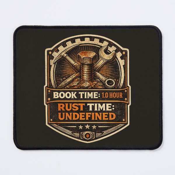 Item preview, Book Time: 1.0 Hour – Rust Time: Undefined Funny Mechanic Design designed and sold by ZestyThreads.