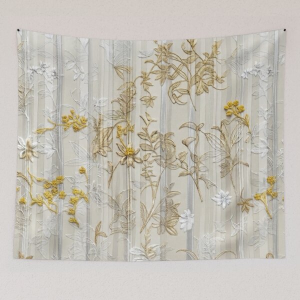 Item preview, Elegant Japanese Stripe Kimono Pattern with Gold and Yellow Accents designed and sold by Kokeshidreams.