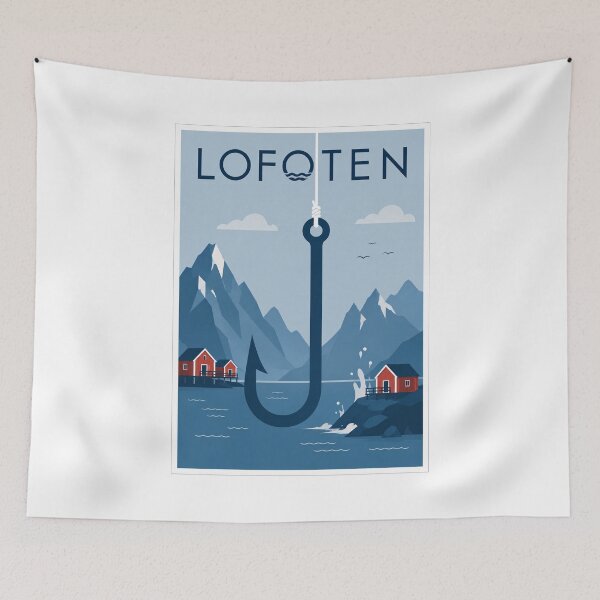 Item preview, Lofoten Fishing Hook Travel Poster designed and sold by Beyond Destinations.