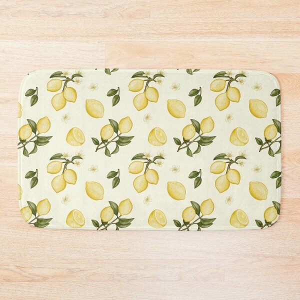 Item preview, Watercolor Lemons and White Blossoms Warm Cream Pattern designed and sold by svitlaarty.