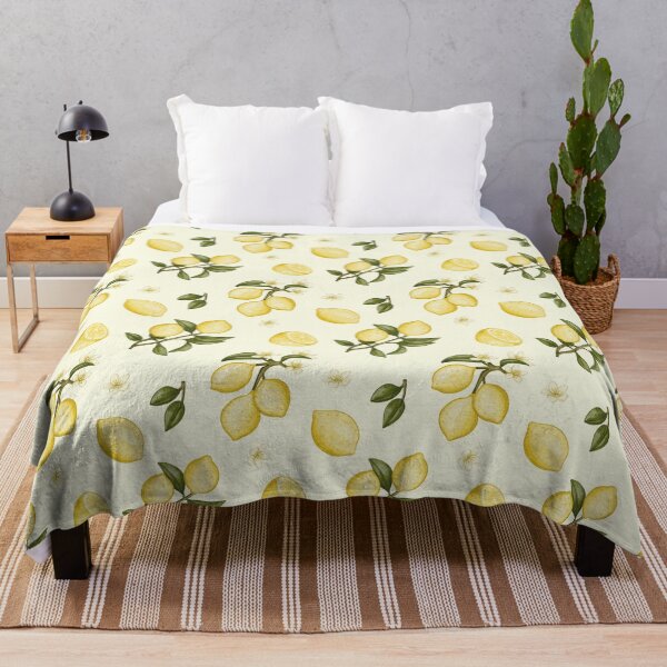 Item preview, Watercolor Lemons and White Blossoms Warm Cream Pattern designed and sold by svitlaarty.