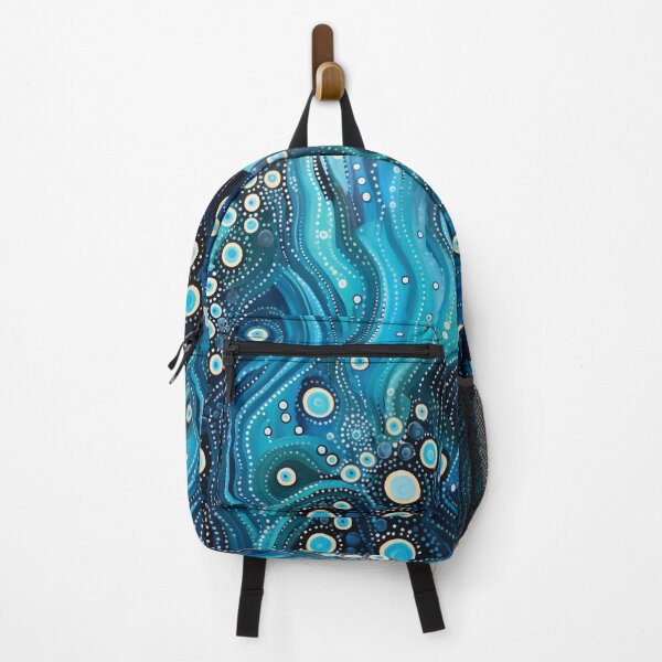 Item preview, Aboriginal Inspired Dot Art - With Aqua Blue Water Wave designed and sold by GrinGalore.
