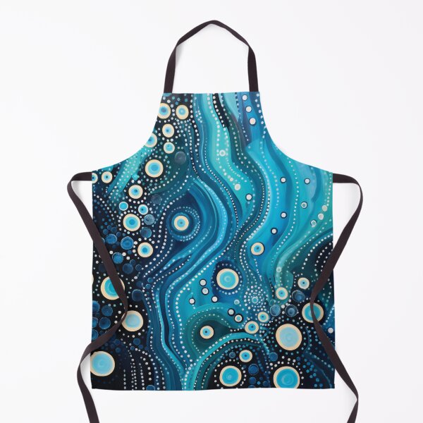 Item preview, Aboriginal Inspired Dot Art - With Aqua Blue Water Wave designed and sold by GrinGalore.
