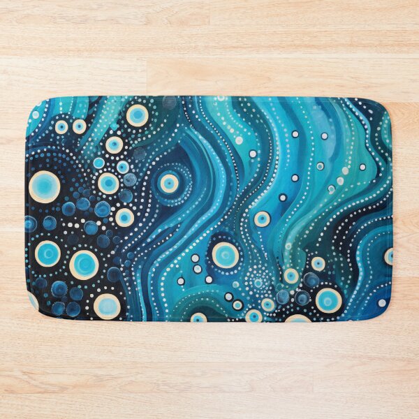 Item preview, Aboriginal Inspired Dot Art - With Aqua Blue Water Wave designed and sold by GrinGalore.