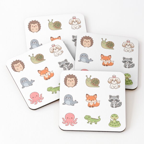 Item preview, Cute Kawaii Animals Set – Hedgehog Fox Raccoon Shih Tzu & Friends designed and sold by Pavnud.