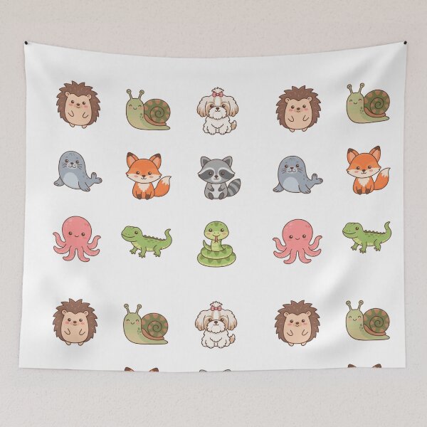Item preview, Cute Kawaii Animals Set – Hedgehog Fox Raccoon Shih Tzu & Friends designed and sold by Pavnud.