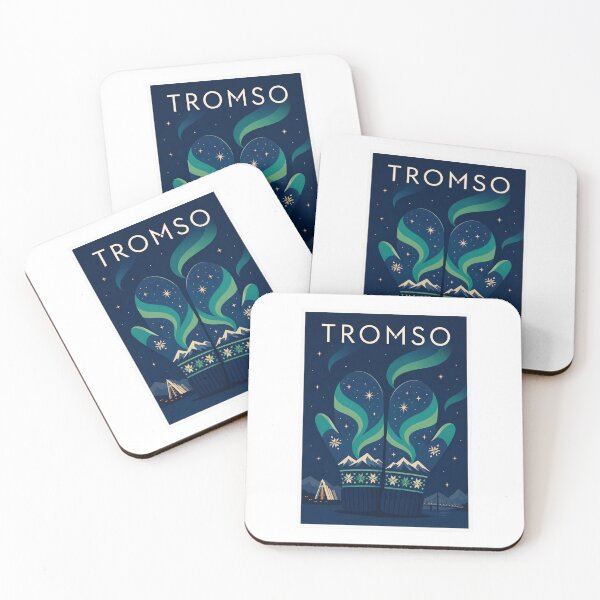 Item preview, Tromsø Aurora Mittens Travel Poster designed and sold by Beyond Destinations.