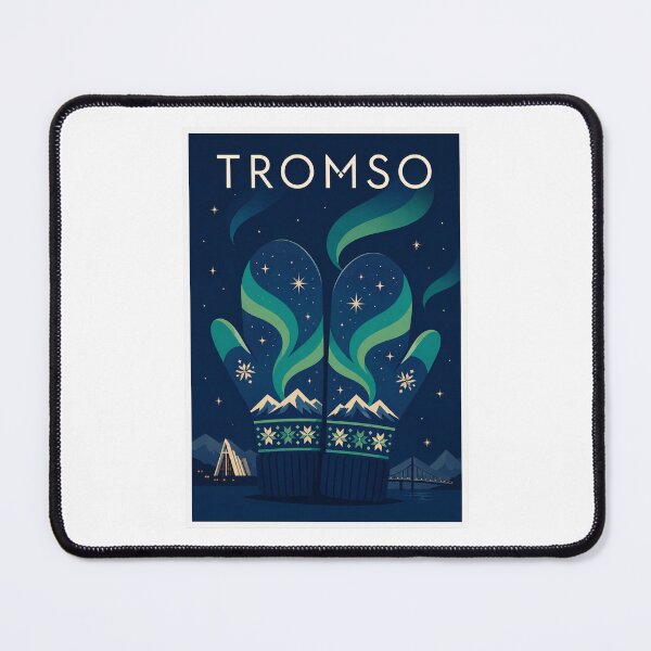 Item preview, Tromsø Aurora Mittens Travel Poster designed and sold by Beyond Destinations.