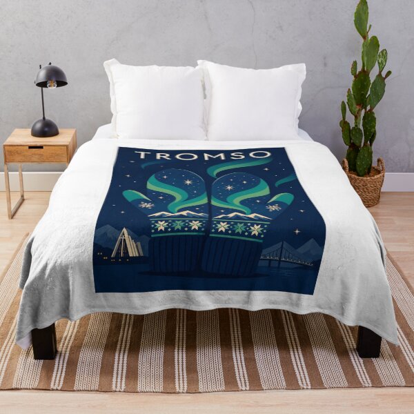 Item preview, Tromsø Aurora Mittens Travel Poster designed and sold by Beyond Destinations.