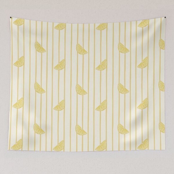 Item preview, Sunny Lemon Slices on Pastel Yellow Stripes Pattern designed and sold by svitlaarty.
